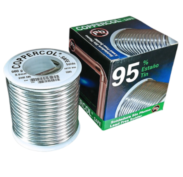 Soldadura 95% Estaño (Sñ) 5% Antomonio (Sb) Carrete de 1/2 Kg Coppercol